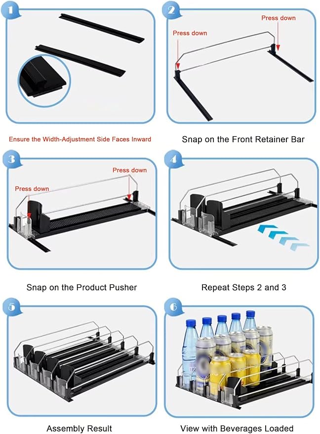 Fridge Automatic Can Dispenser Drink organizer for fridge Grab-and-Go, Auto-Restocking(25 x 41 cm)