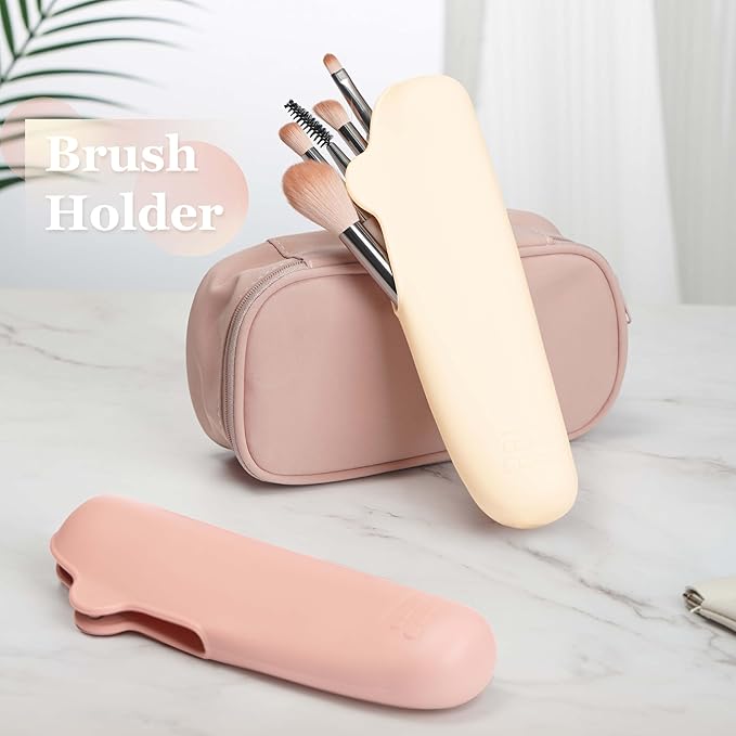Bpluma Silicone Makeup Brush Holder, Half open Snap Design, Washable Case For Travel Business