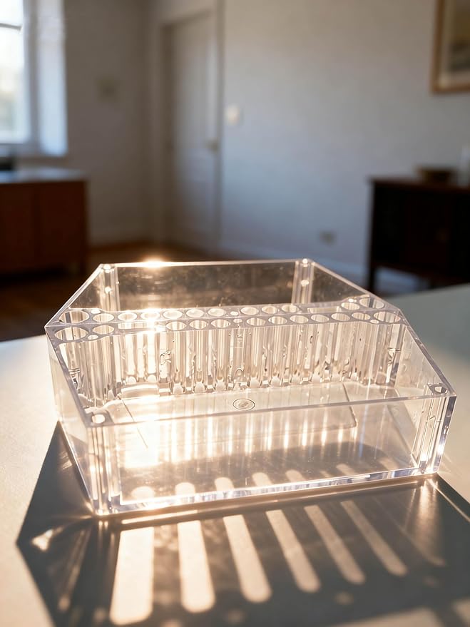 Makeup Tray Organizer Makeup Organizer Box Cosmetic Display Case Cosmetic Storage for Dresser Countertop,Bathroom Vanity,Office Desk,Washable Crystal Clear Acrylic