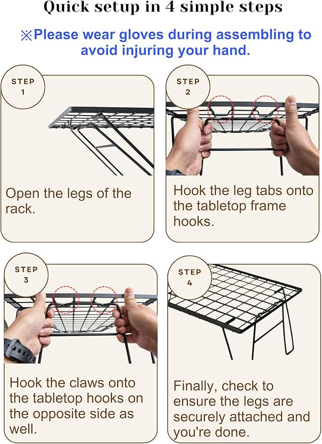 CAMPINGMOON Camping Mesh Rack 2 Pack Folding Camp Storage Shelf Lightweight Portable Black Steel Outdoor Kitchen Gear Organizer Carry Bag Included T-235-2T