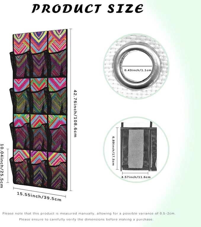 Geometric Door Hanging Shoe Organizer 12 Pockets Over The Door Closet Organizer Space Saving Striped Wall Hanging Storage for Office