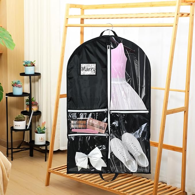 Blushtier Cheer Garment Bags for Cheerleading Uniform Hanging Garment Bags for Dance Costumes 40 Inch Clothes Bag with 5 Pockets and Side Zip Travel Storage Cheer Uniform