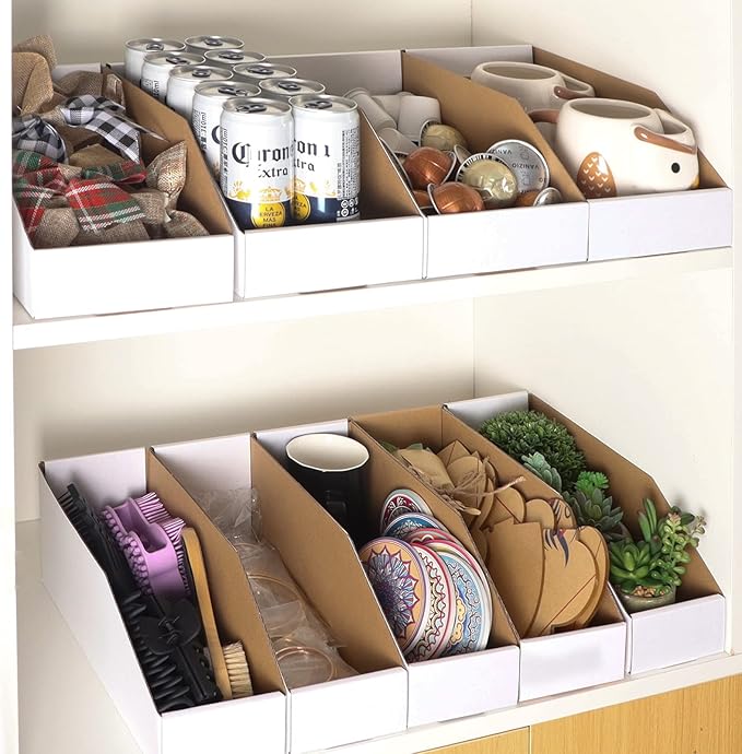 EXYGLO Cardboard Boxes, Pack of 35 Corrugated Storage Bins 12x6x4.5 inch Pantry Organizer Bins for Shelves Garage Office Organization