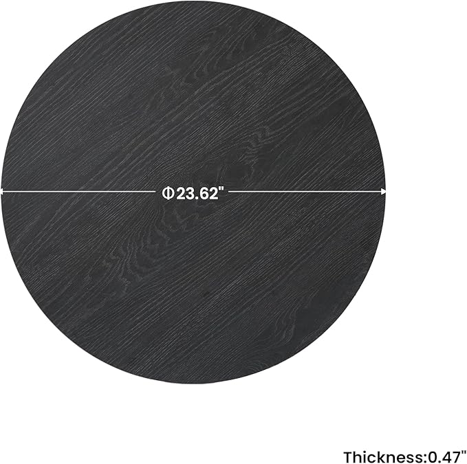23.6" Sintered Stone Lazy Susan for Table Top- Extra Large Round Lazy Susan Organizer - Kitchen Revolution for Countertop(Black Wood Grain)
