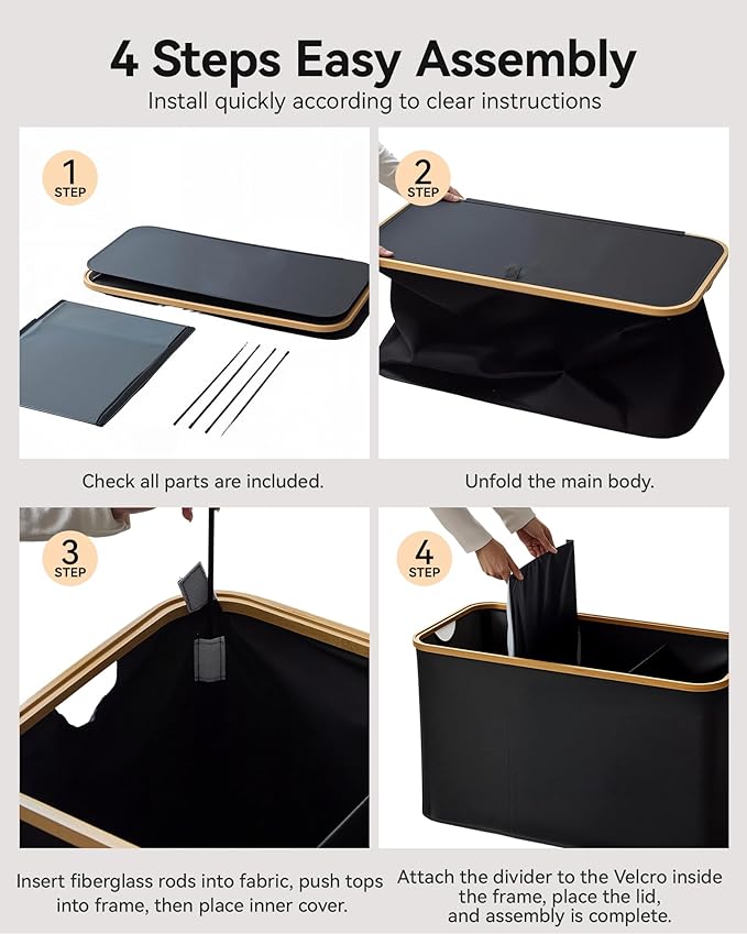 Storage Basket with Lid and Handles, 135L Fabric Bin with Divider for Shelf, Closet, Toy Organization, Collapsible Storage Organizer for Home, Black