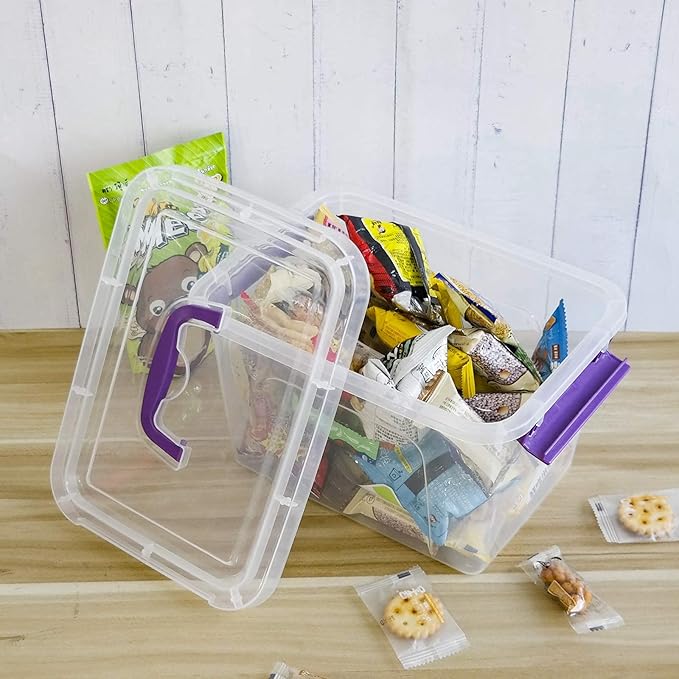 6 Quart Plastic Storage Box with Lids and Handles, 6 Packs