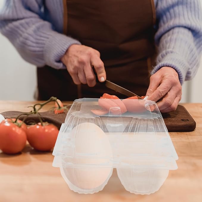 DOITOOL Clear Plastic Goose Egg Packaging Box 2-Slot Egg Holder for Jumbo Eggs Food Storage Container 5.7 X 5.7 X 3.74 Inches Portable Carton Organizer
