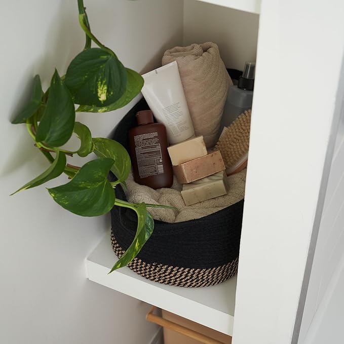 Stylish Cotton Rope Storage Basket For Dog Toys, Magazines or Books - The Perfect Woven Bin with Handles For Everyday Organization Reduces Clutter in Your Rooms - A Decorative Gift & Storage Box