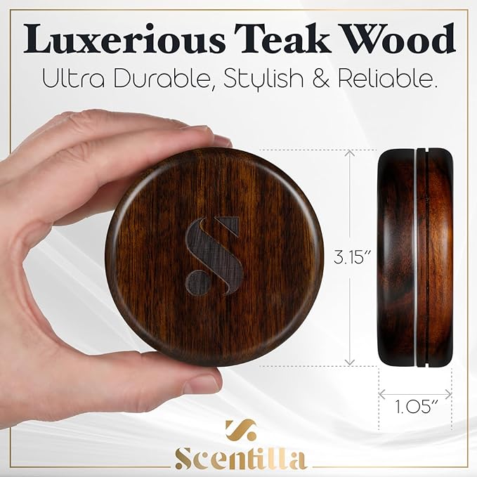 Luxury Real Teak Wood & Metal Pouch Container - Premium Pouch Can & Holder - EDC Storage Tin - Odor & Moisture Proof - with Beautiful Gift Box & Velvet Bag