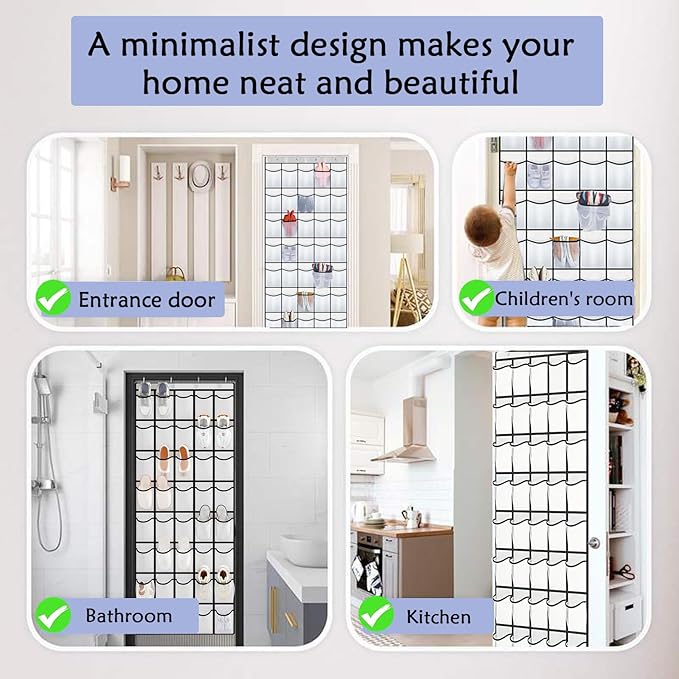 40 Over the Door Shoe Organizer, Hanging Shoe Organizer, for Closet Behind the Door Storage Holder for Entryway Bedroom Dorm, Both men's and women's shoes can be stored (White)