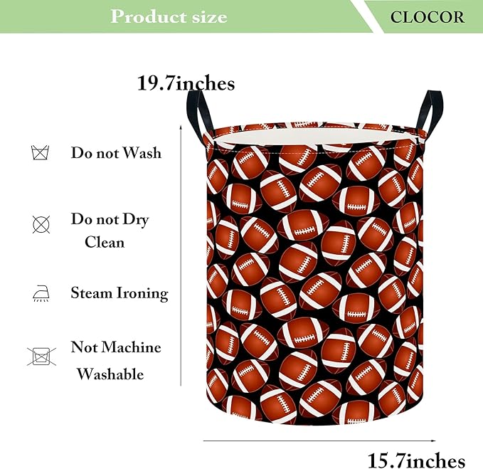 CLOCOR Large Laundry Basket,Waterproof Nursery Hamper,Collapsible Fabric Storage Container,Room Decor,Gift Basket(Big Rugby