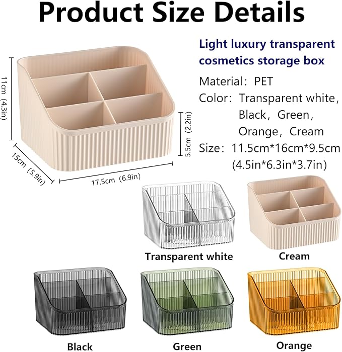 DASITON Large Capacity Makeup Brush Holder,3 Slots Makeup Brush Cup,Vintage striped Make Up Brush Holder,for Vanity Decor,Bathroom Countertops,Desk Storage Container,Cosmetic Display cases(Cream)