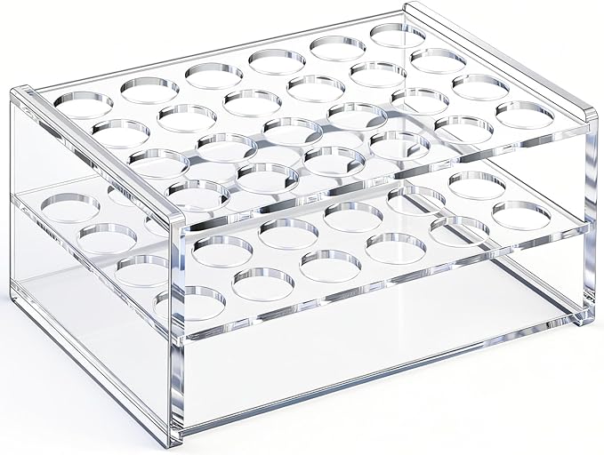 Acrylic Rollerball Perfume Organizer, 24 Holes mini fragrances Holder, Travel Perfume Vial and Tall Scented Oil Storage Display Rack