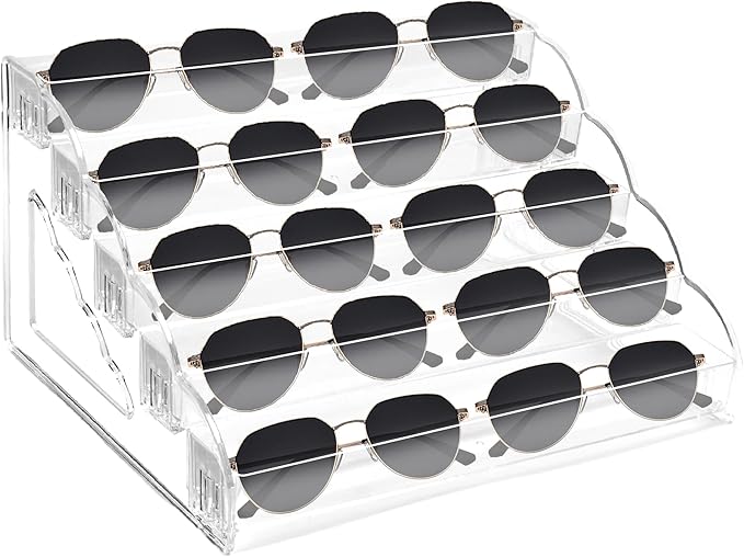Nimiah 5-Tiers Nail Polish Hoder - Clear Acrylic Display Rack for Nail Organizers and Storage Vanity Display Stand for Eyeglass Makeup and Eyeshadow Palettes