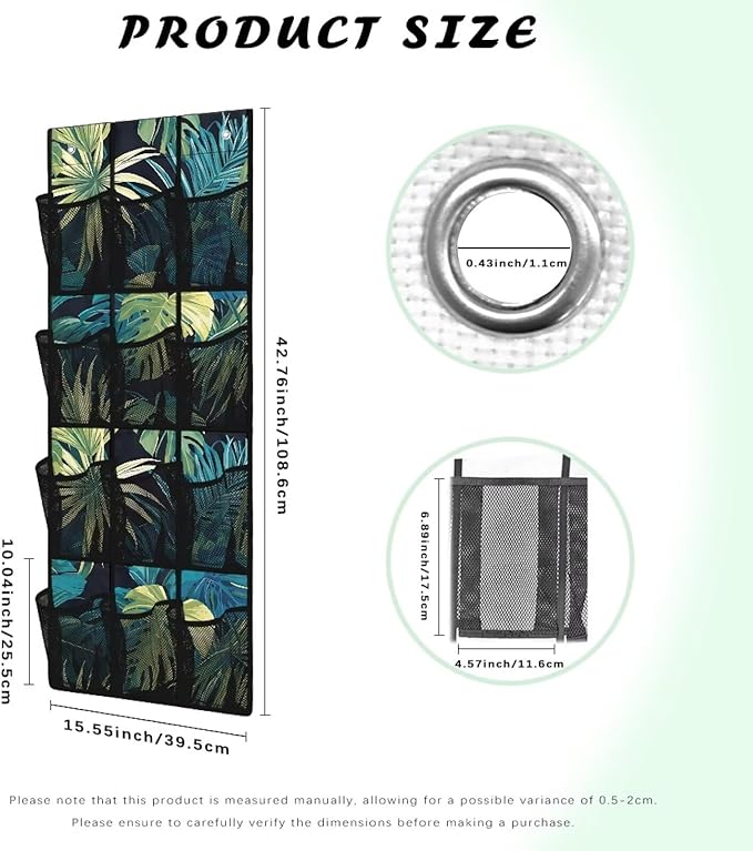 Palm Leaves Over the Door Shoe Organizer,Shoe Organizer Door Hanger,Shoes Hanger Storage Organizer Bag for Bedroom