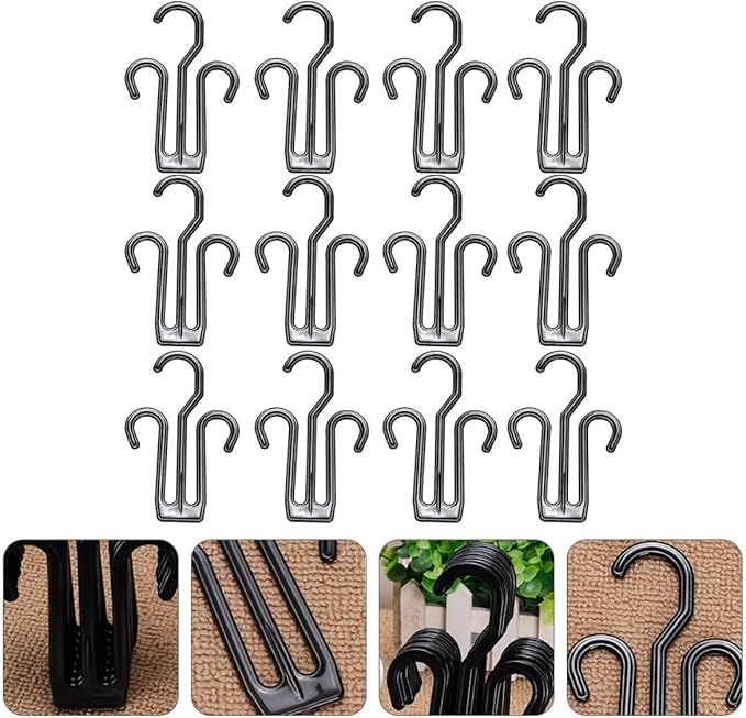 ARTIBETTER 20pcs Black Multifunctional Hanging Shoe Rack Hooks Slipper Drying Holder Organizer for Home Closet Storage
