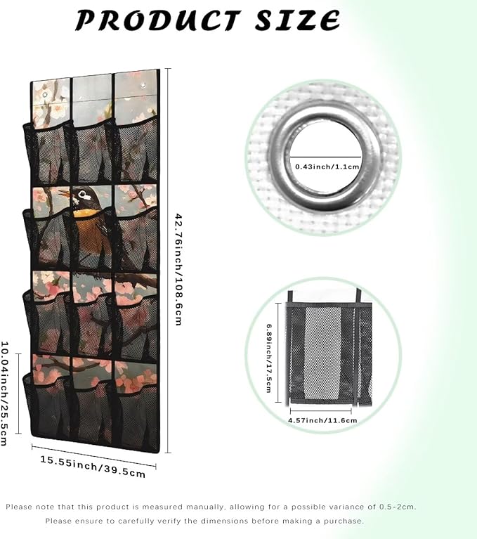 Generic Cute Hummingbird Over The Door Jewelry Organizer Easy to Access Over Door Laundry Room Storage Organizer Having Multiple Independent Pockets and Compartments to Store A Variety of Items