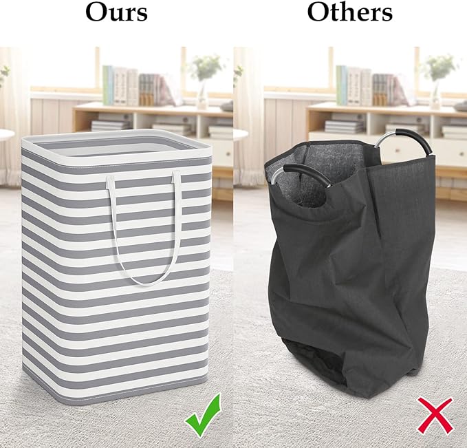 StorageRight Laundry Basket Hamper Large Collapsible Laundry Hamper with Easy Carry Handles,Freestanding Clothes Hampers for Laundry, Bedroom, Dorm, Clothes, Towels, 75L, Grey