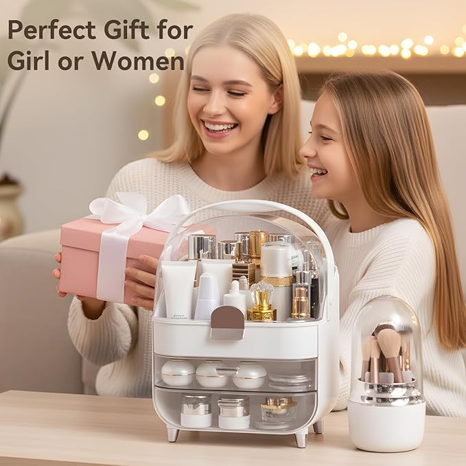 Makeup Organizer Countertop, Skincare Bathroom Counter Organizer, Storage Box Cosmetic Display Cases, Teen Girl Gifts Trendy Stuff Make up Organizers for Vanity, Dresser (Sliver)