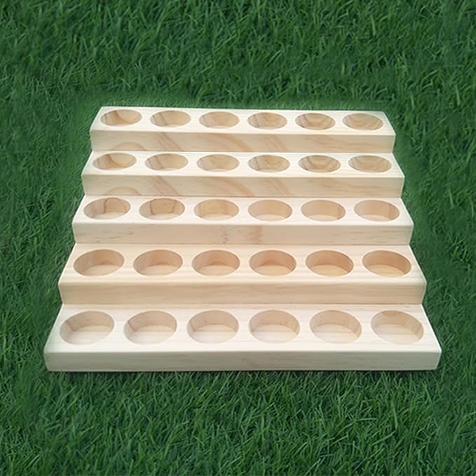 Wooden Essential Oil Display Stand 5 Tier Essential Oil Holder Solid Wood Essential Oil Rack 5 Layer 30-Bottle Essential Oil Display Stand Tabletop Oil Display Holder for 5-20ml Bottles