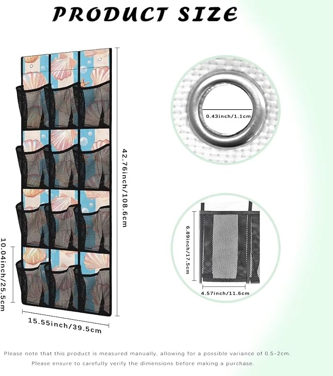 12 Large Pockets Over the Door Shoe Organizer Hanging Shoe Rack for Closet Fodable Shoe Hanger for Space Saving Shoe Holder Shell Starfish