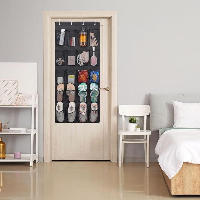 F-color Large Hanging Organizer - Over the Door Shoe Organizer, Cruise Essentials for Closet & Pantry, 20 Breathable Mesh Pockets, Space Saving Hanging Storage Holder with 4 Heavy-Duty Metal Hooks