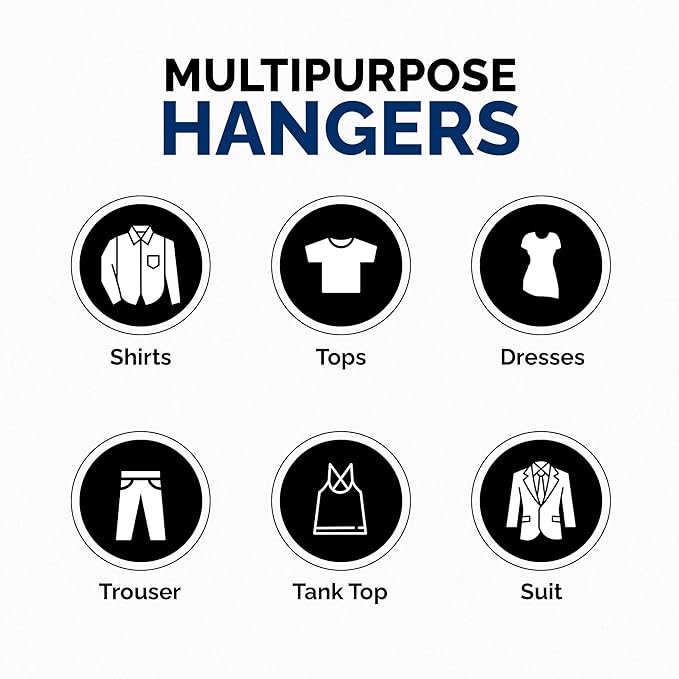 Plastic Hangers 50 Pack, Strong Space Saving Clothes Hanger, Made in USA, Perfect Shirt or Coat Plastic Hanger, with Shoulder Grooves, White, Notched
