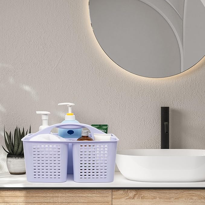 Tiawudi Portable Shower Caddy, Caddy Organizer with Handle, Plastic Shower Basket Hold Soap, Shampoo, Hair Supplies and Beauty Products, Cleaning Supplies Organizer for Home, Dorm, Shelf and Cabinet