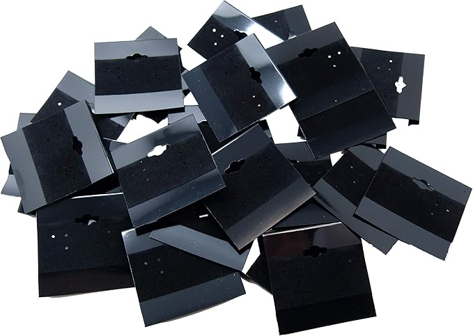N'icePackaging - 100 Qty Plain Black 2" x 2" Hanging Earring Cards - for Displays Hooks or Slatwalls - Merchandise & Sales - Clip/Wire/Post Earrings