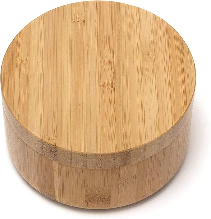Lipper International 8839 Bamboo Wood Divided Spice Box with Swivel Cover, 4.75" Diameter x 2.75" Height
