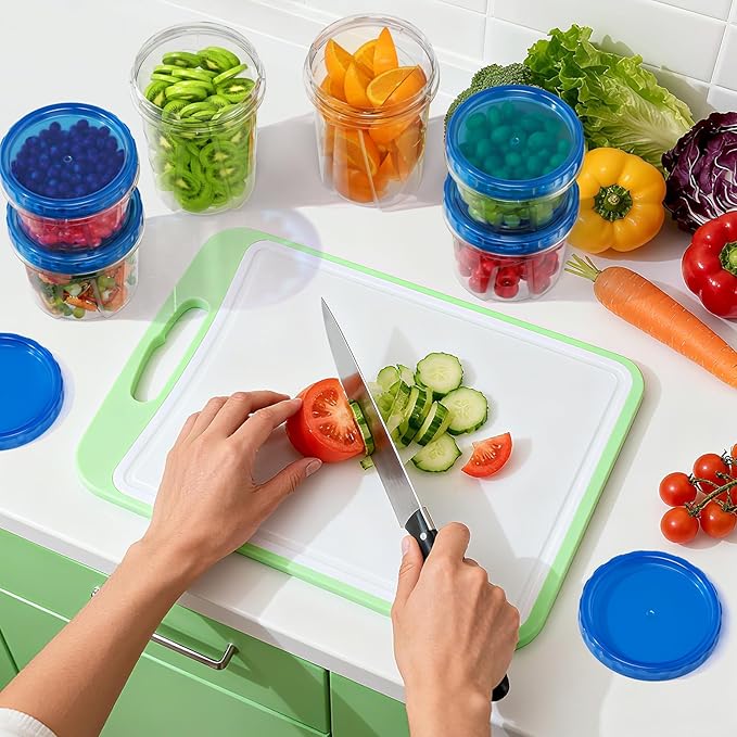 BiuLeon 12 Pack-24oz Freezer Storage Containers, Plastic Food Storage Containers with Twist Top Lids, BPA Free and Reusable Soup Containers with Lids, Leakproof/Microwave/Dishwasher Safe