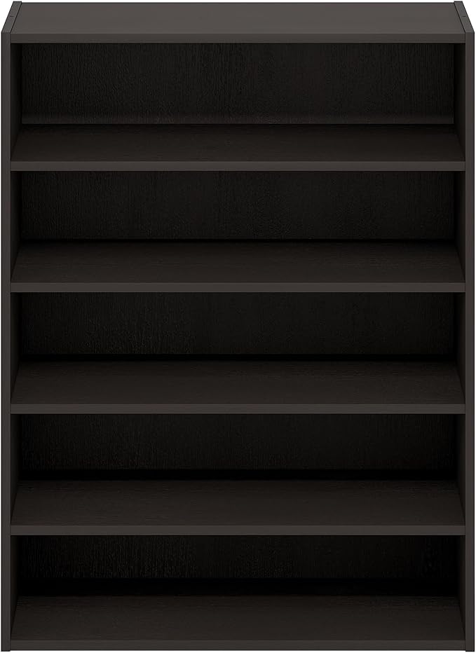 Furinno FANO Shoe Rack, 5-Tier Shoe Organizer, Stackable Shoe Storage, 11.4 x 24.2 x 31.5, for Closet Entryway, Office, Garage, Black Dark Oak