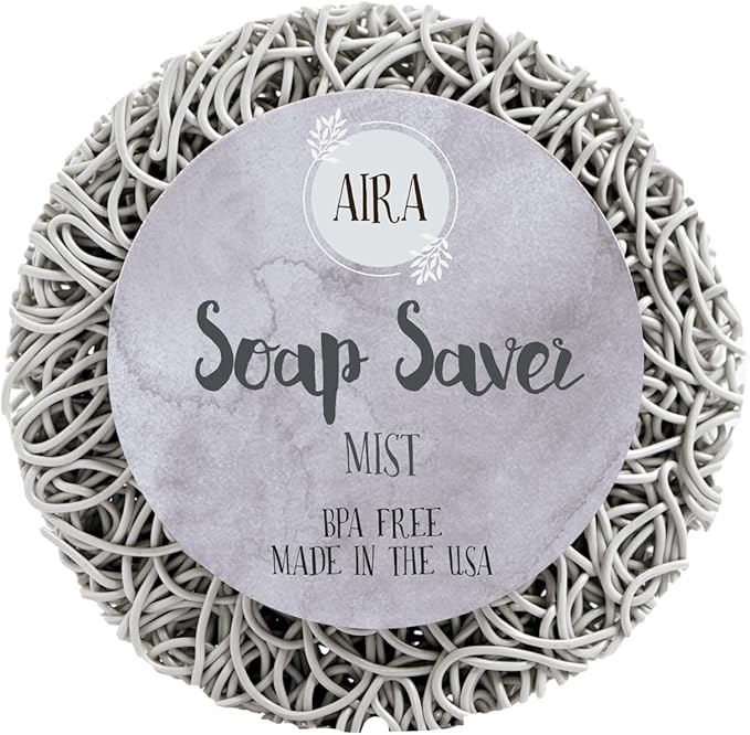Aira Soap Saver - Soap Dish & Soap Holder Accessory - BPA Free Shower & Bath Soap Holder - Drains Water, Circulates Air, Extends Soap Life - Fits All Soap Dish Sets (Round Mist, 1 Pack)