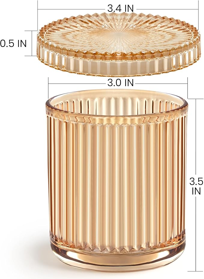 Bathroom Organizers and Storage,2 Pack Glass Qtip Holder Dispenser,Bathroom Essentials Accessories Decor,Vanity Makeup Storage Organizer for Cotton Swabs,Cotton Balls,Pads,Floss Picks (Amber)
