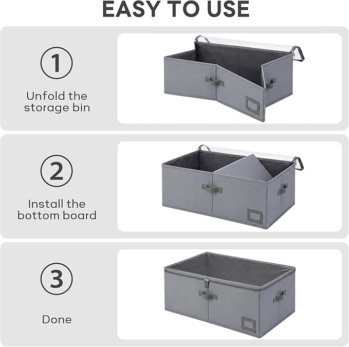 10-Inch Under Bed Storage Containers (2-Pack) | Sturdy Sidewalls | Clear Cover & Label Holder | Foldable Fabric Closet Bin Organizer | Stores Clothing/Blankets/Sweaters/Sheets