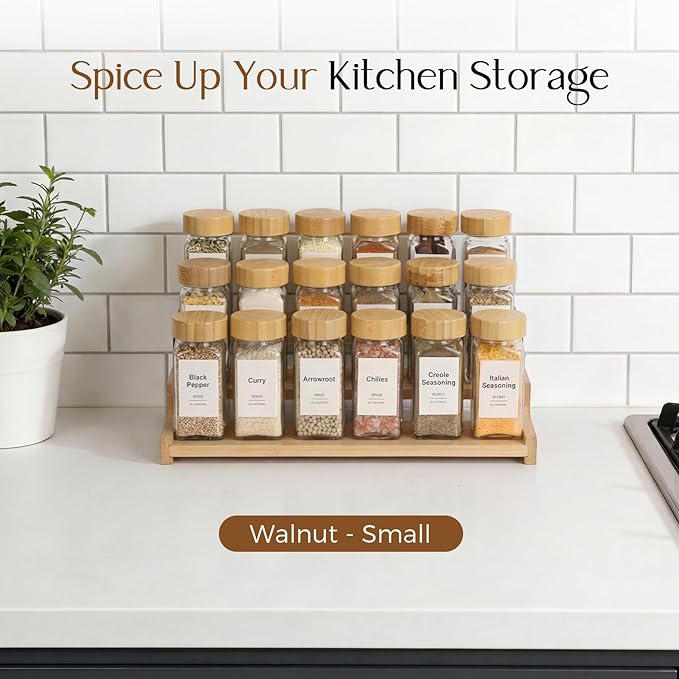 Organizer of Cabinet Special Seasoning, 12in Bamboo 3 Tiered Spice Rack,Used for Kitchen Countertops and Food Storage Room Organizer,Specially Designed for Jars and Spice Bottles (Bamboo, M)