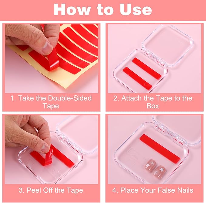 Lemecima 30 Pcs Press On Nail Storage Box Set with Acrylic Display Case Organizer - Press On Nail Packaging Box with 120 Pcs Adhesive Tapes for Fake Nail-Storage Nail-Display Nail-Salon