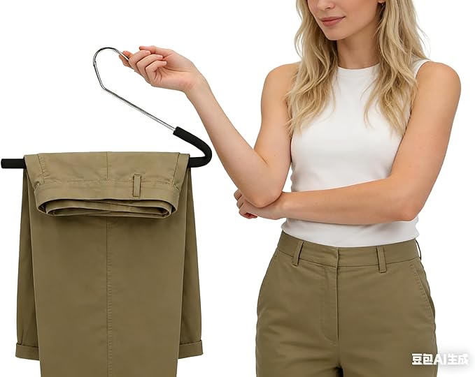 5Pack Pants Hangers, Non-Slip Open Foam Padded Pants Hangers Space Saving Heavy Duty for Jeans, Trousers, Slacks