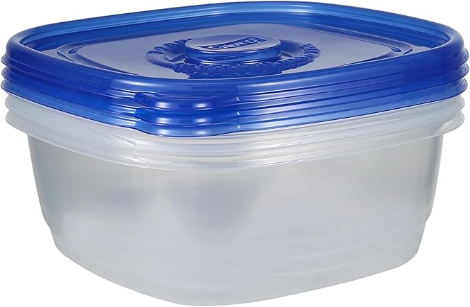 Glad GladWare XL Square Food Storage Containers with Lock Tight Lids, BPA-Free Family Size Plastic Containers for Leftovers, Meal Prep, and Freezer Storage, Dishwasher Safe, 104 Oz, 3 Count
