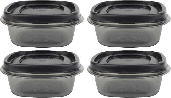 Bundle Food Storage Container Set, Easy Find Lids with Chalk Pen And Chalk Labels (Silver, 1.25 Cup Pack of 4)