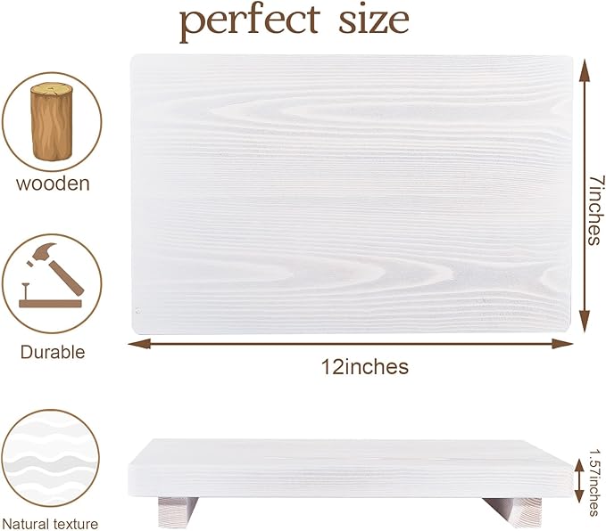 zoocatia Bathroom Counter Organizer Wood Pedestal Stand Farmhouse Decorative Tray Soap Holder for Kitchen Decor, Large 11.8" x 7" - White