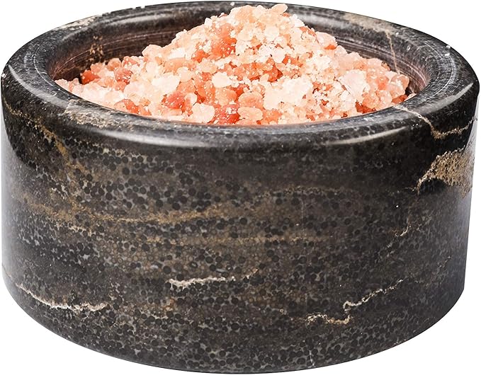 Marble Salt Box Salt Cellar with Lid 4 FL OZ Salt Holder Storage Container for Counter Salt Holder