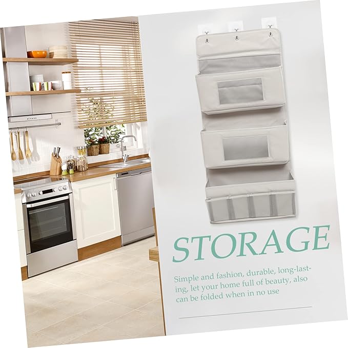 SOLUSTRE Household Over the Door Organizer Multi Function Hanging Storage Bag Grey Breathable Space Saving for Remote Controls Glasses Socks Jewelry and More