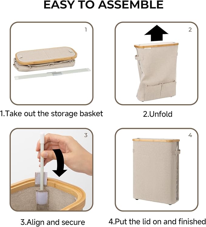 StorageWorks Toilet Paper Storage Baskets with Dual Flip Lids, Toilet Paper Organizer for Bathroom, Toilet Paper Container with Side Pocket, Holds 15 Mega or 20 Regular Rolls, Large, Light Khaki