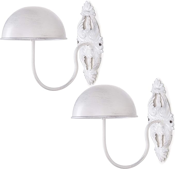 MyGift 2 Pcs Hat Display Wall Mount, Hat Holder, Cowboy Hat Rack for Wall, Baseball Cap Wig Helmet Organizer, White Metal