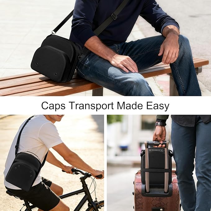 Epesoware 2 PCS Hard Hat Travel Cases for Baseball Caps - Crush Proof Cap Carrier for 7 Hats, Hat Storage Organizer with Adjustable Shoulder Strap, Trolley Sleeve and Handle, for Travel & Home Use