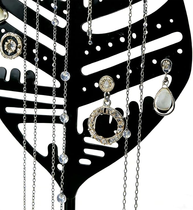 Jewelry Storage Rack, used for organizing and storing necklaces, earrings, bracelets, rings - Black