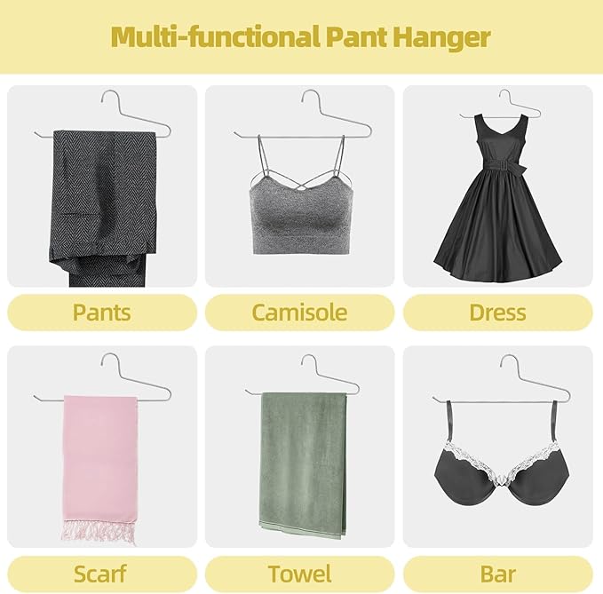 SPECILITE 30 Pack Open Ended Metal Pants Hangers for Jeans, Slacks, Leggings, Towel, Scarf, Heavy Duty & Space-Saving, Sliver