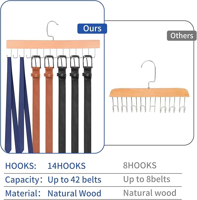 Tie Hanger, Space Saving Bra, Tank Top, Belt Storage Rack, 14 Foldable Hooks, Suitable for Closet Organizers and Storage