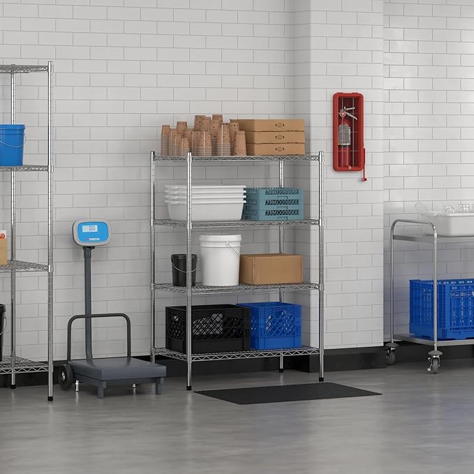 Commercial NSF Listed Chrome Stationary Wire Shelving Kit 21" x 36" x 54", with 4 Shelves Perfect for Warehouse, Walk-in Refrigerator, Freezer, Grocery Store, Restaurant, Dishroom